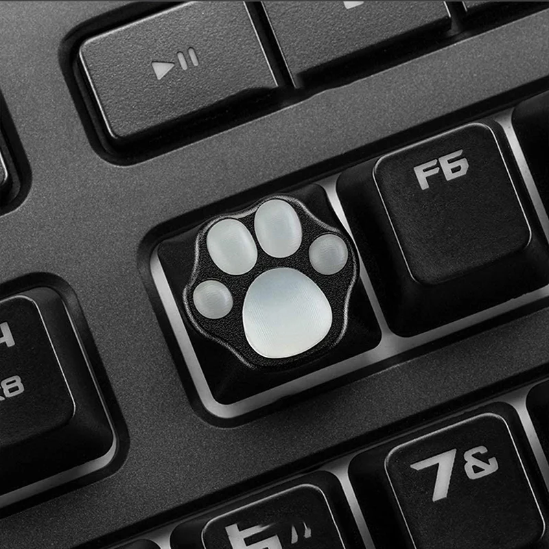 ZOMO PLUS Aluminum & Silicone Kitty Paw Artisan Keycap Black x Transparent - Image 4
