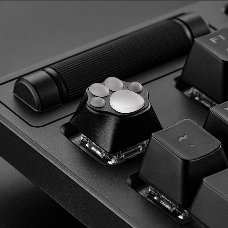 ZOMO PLUS Aluminum & Silicone Kitty Paw Artisan Keycap Black x Transparent - Image 5