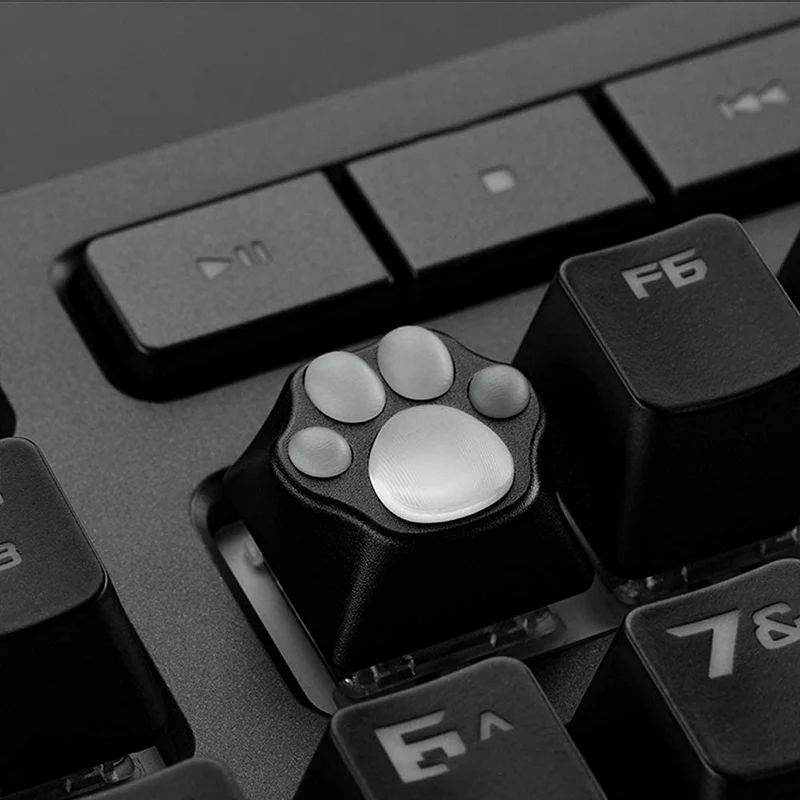 ZOMO PLUS Aluminum & Silicone Kitty Paw Artisan Keycap Black x Transparent - Image 6