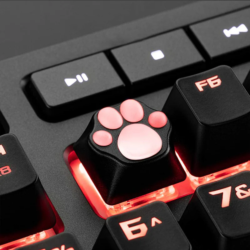 ZOMO PLUS Aluminum & Silicone Kitty Paw Artisan Keycap Black x Transparent - Image 7