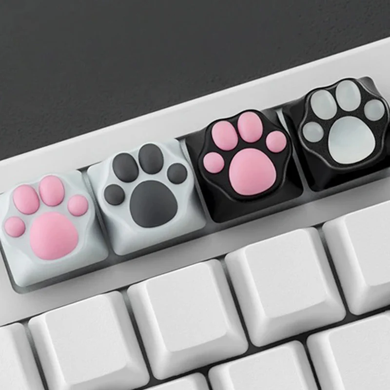ZOMO PLUS Aluminum & Silicone Kitty Paw Artisan Keycap Black x Transparent - Image 9